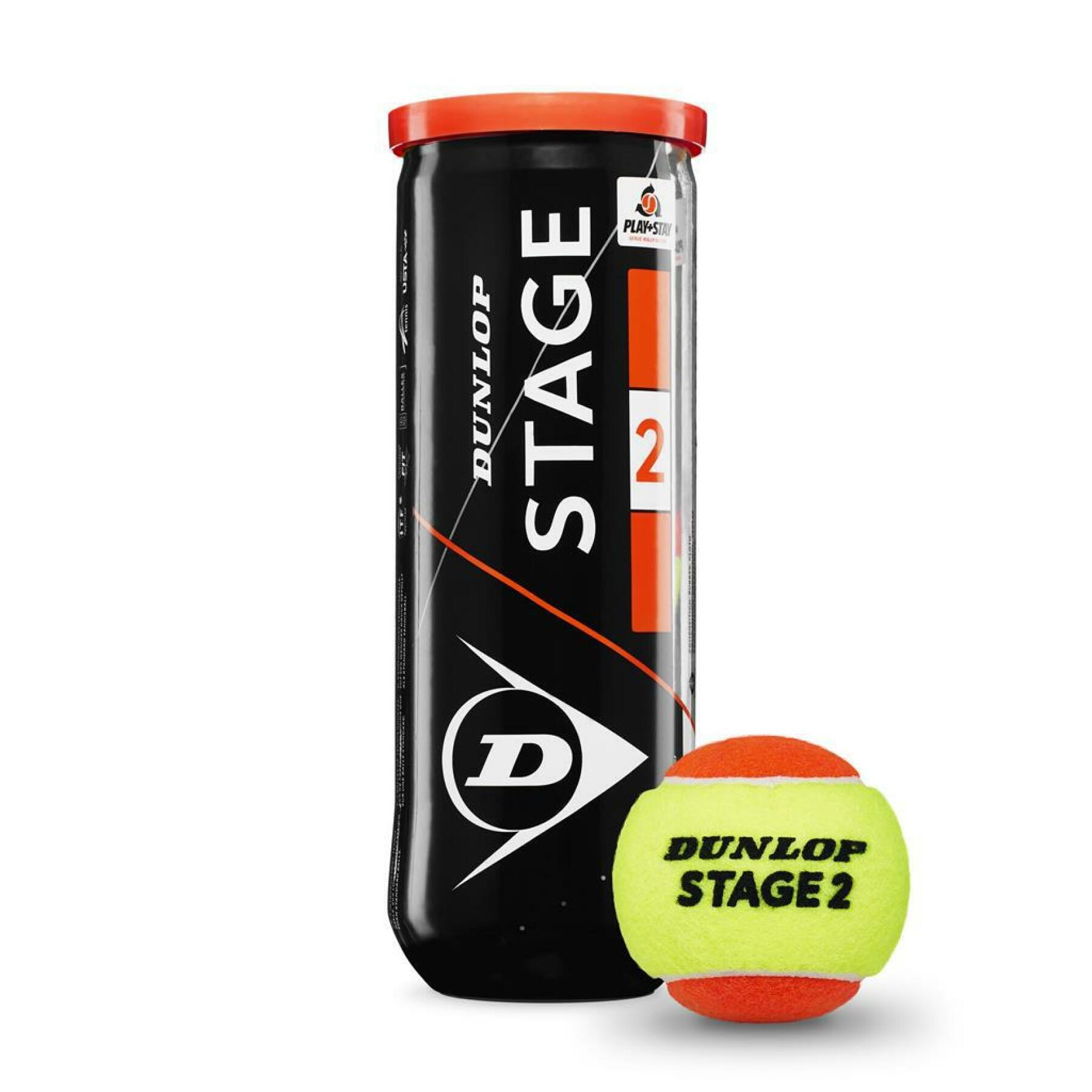 Conjunto de 3 bolas de ténis Dunlop stage 2
