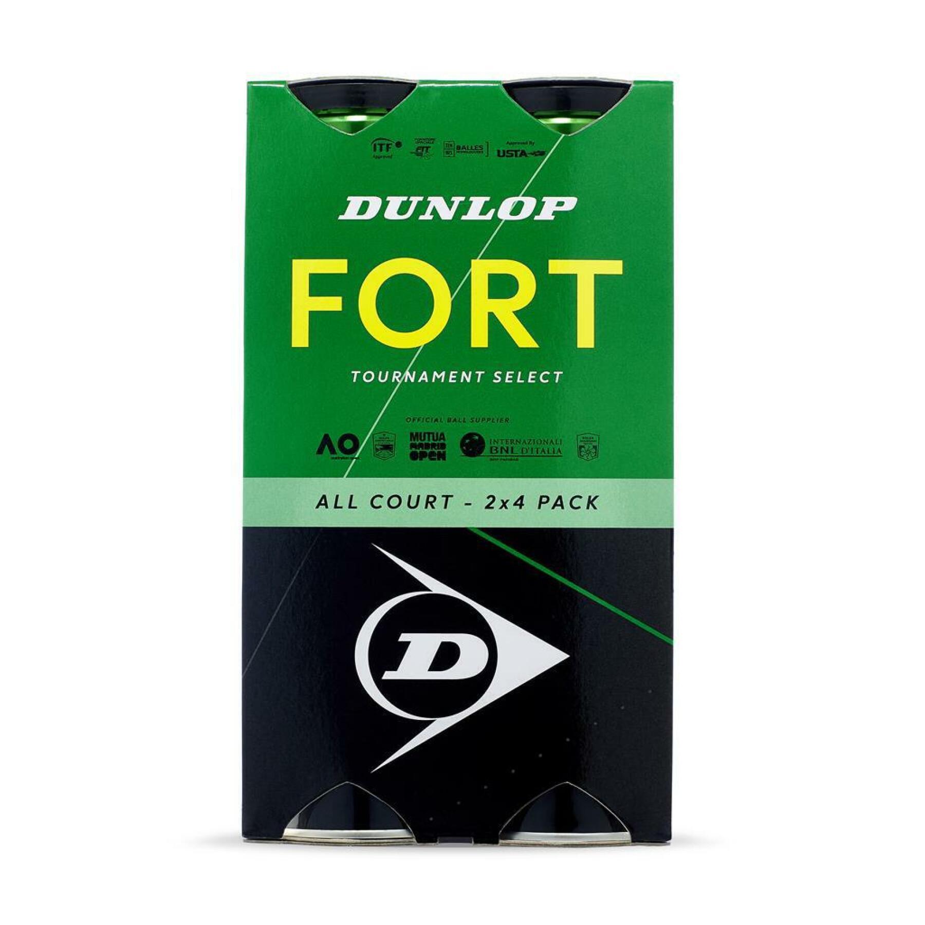 Conjunto de 2 tubos de 4 bolas de ténis Dunlop fort all court