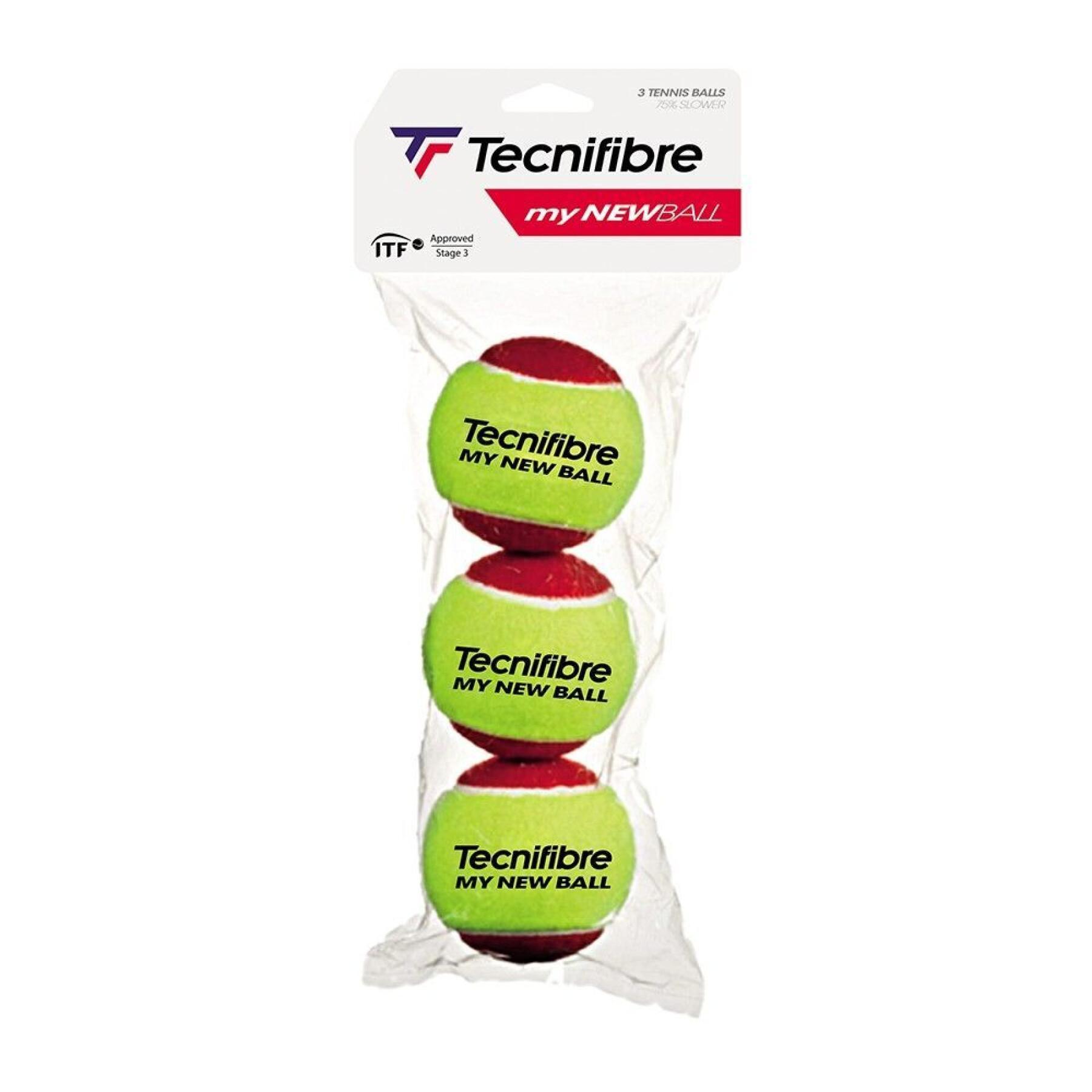 Conjunto de 3 bolas de ténis para crianças Tecnifibre My new ball