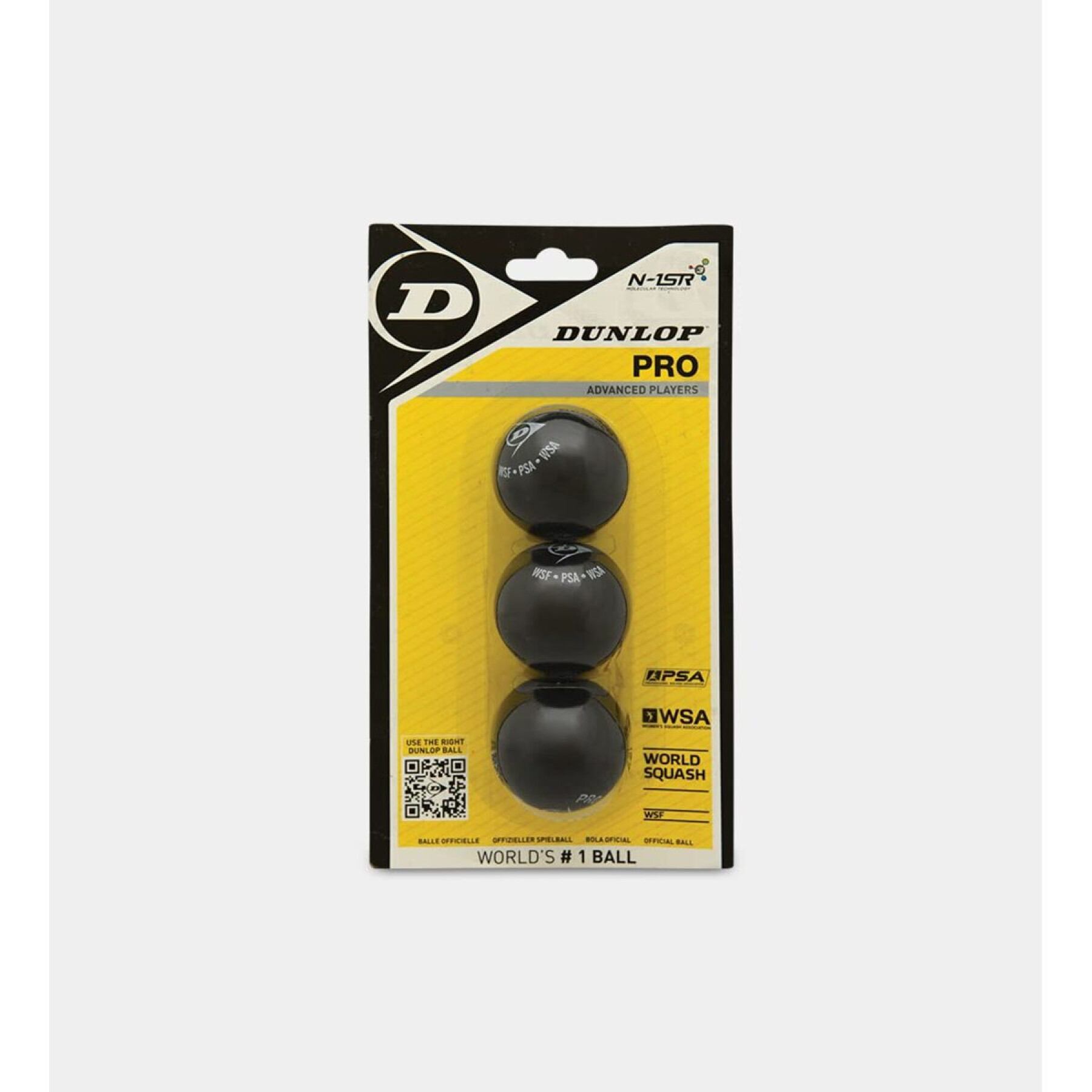 Conjunto de 3 bolas de squash Dunlop pro blister