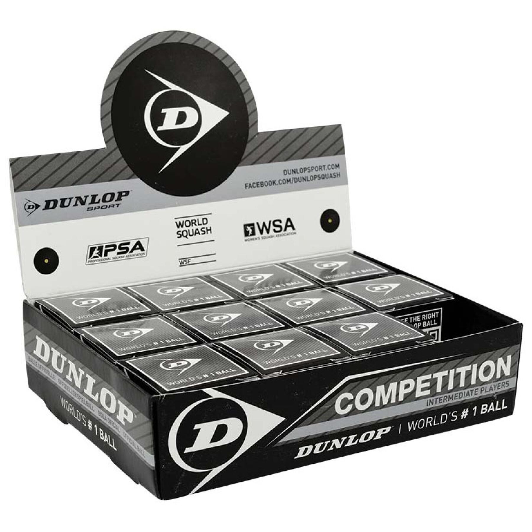 Conjunto de 12 bolas de squash Dunlop competition