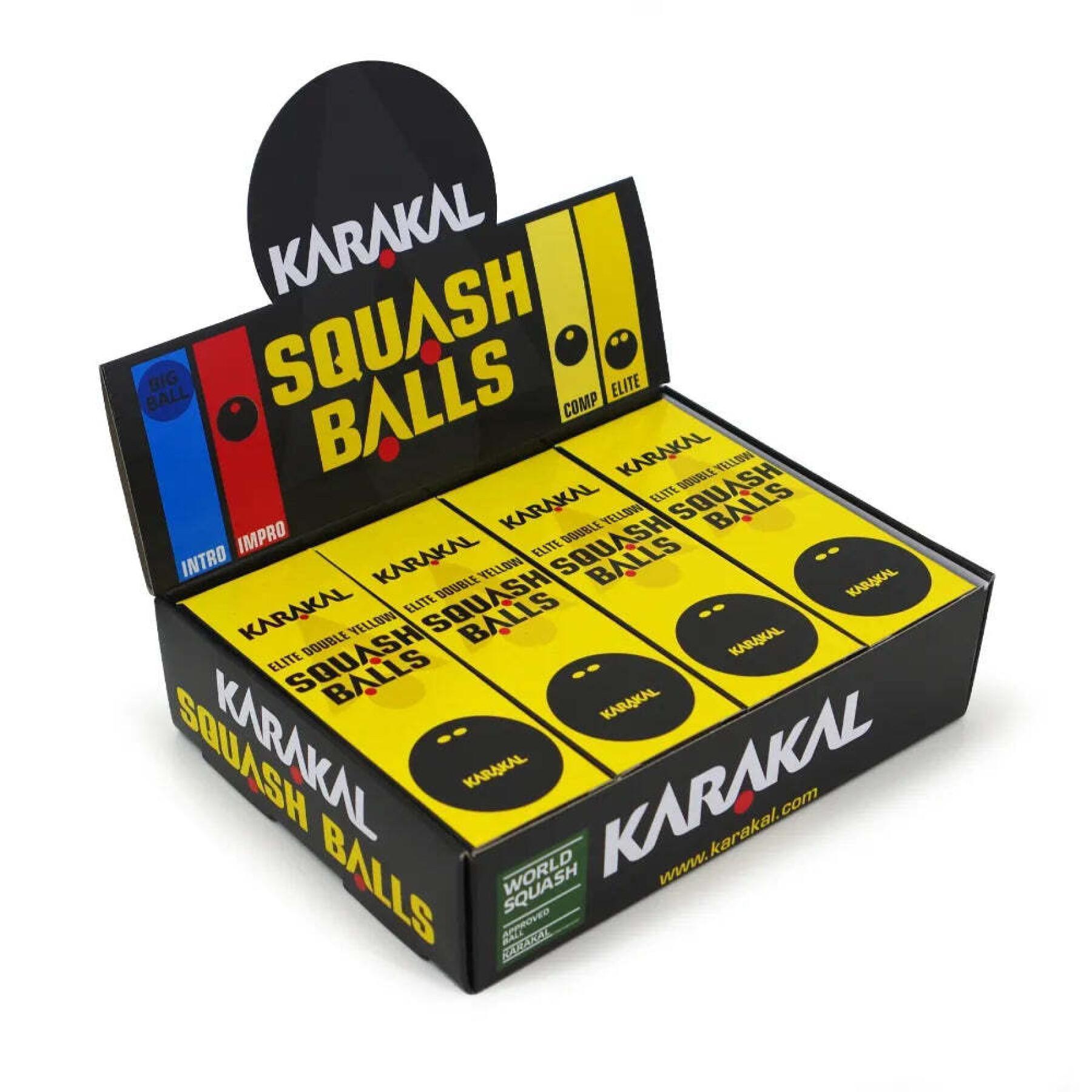 point Conjunto de 12 bolas de squash duplas amarelas Karakal