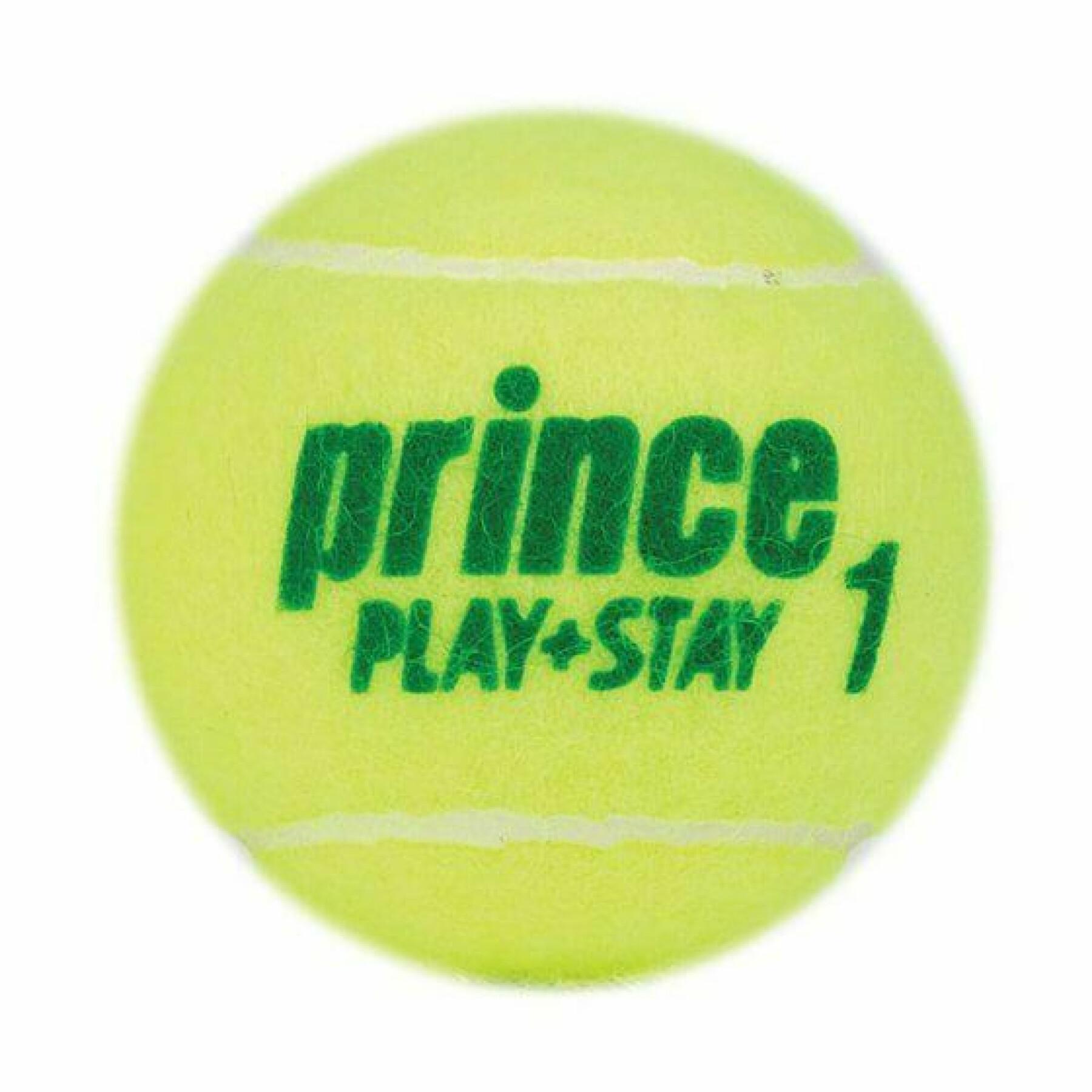 Tubo de 3 bolas de ténis Prince Play & Stay - stage 1