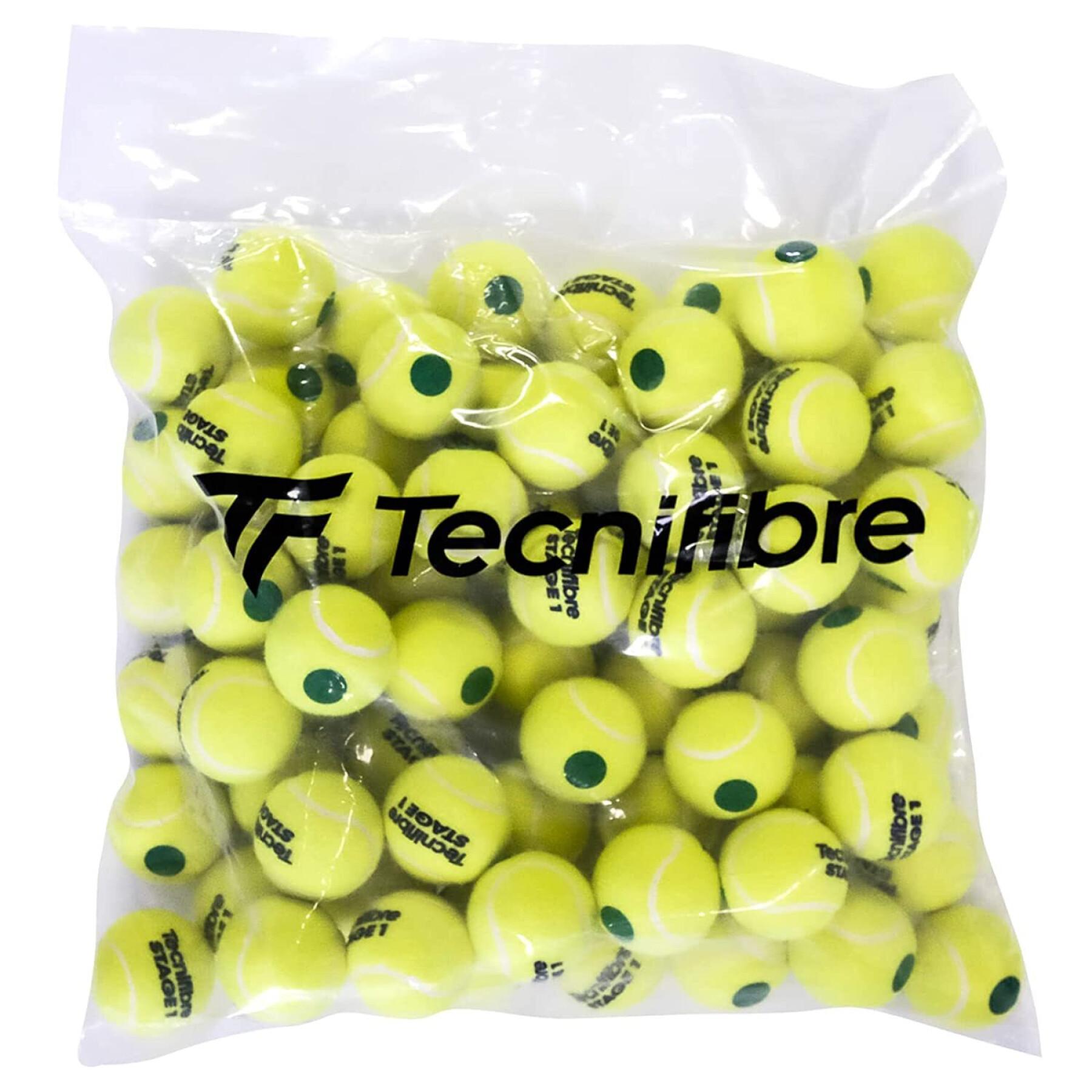 Conjunto de 144 bolas de ténis Tecnifibre Stage 1
