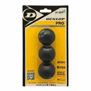 Conjunto de 3 bolas de squash Dunlop pro blister